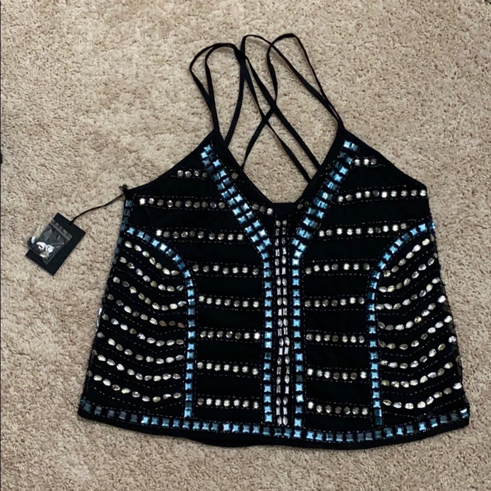 NWT NBD Beaded Sequin Top size small